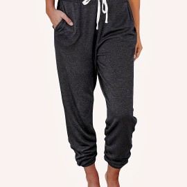 Drawstring Loose Sweatpants With Pocket, Running Jogger Pants, Women's Activewear