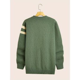 Men's ''G'' Pattern Sweater, Warm Trendy Knit Pullover