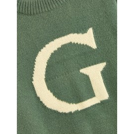 Men's ''G'' Pattern Sweater, Warm Trendy Knit Pullover