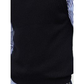 Men's V Neck Sweater Vest, Pullover Solid Color Sleeveless Sweaters Vest, Preppy Style