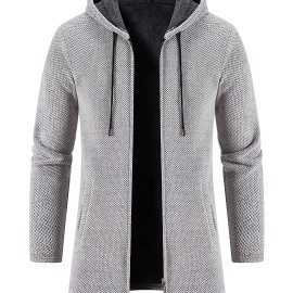 Men's Autumn And Winter Plush Thick Warm Mid Length Hooded Cardigan Best Sellers