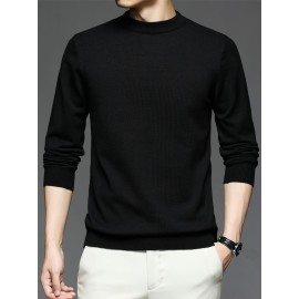 All Match Knitted Sweater, Men's Casual Warm Slightly Stretch crew Neck Pullover Sweater For men Fall Winter