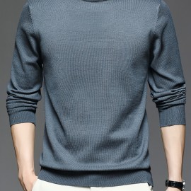 All Match Knitted Sweater, Men's Casual Warm Slightly Stretch crew Neck Pullover Sweater For men Fall Winter