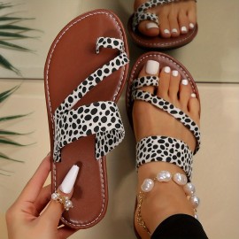 Leopard Printed Flat Slides - Non Slip Open Toe Sandals for Women