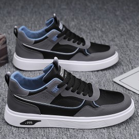 Men's Trendy Street Style Colour Block Skateboard Shoes, Comfy Non Slip Lace Up Casual Sneakers For Men's Outdoor Activities