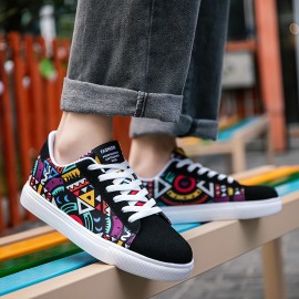 Trendy Men's Skateboard Sneakers - Artistic Graffiti, Lightweight & Non-Slip - Versatile All-Season Wear