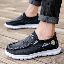 Men's Trendy Slip On Solid Loafer Shoes, Comfy Non Slip Casual Soft Sole Sneakers For Men's Outdoor Activities