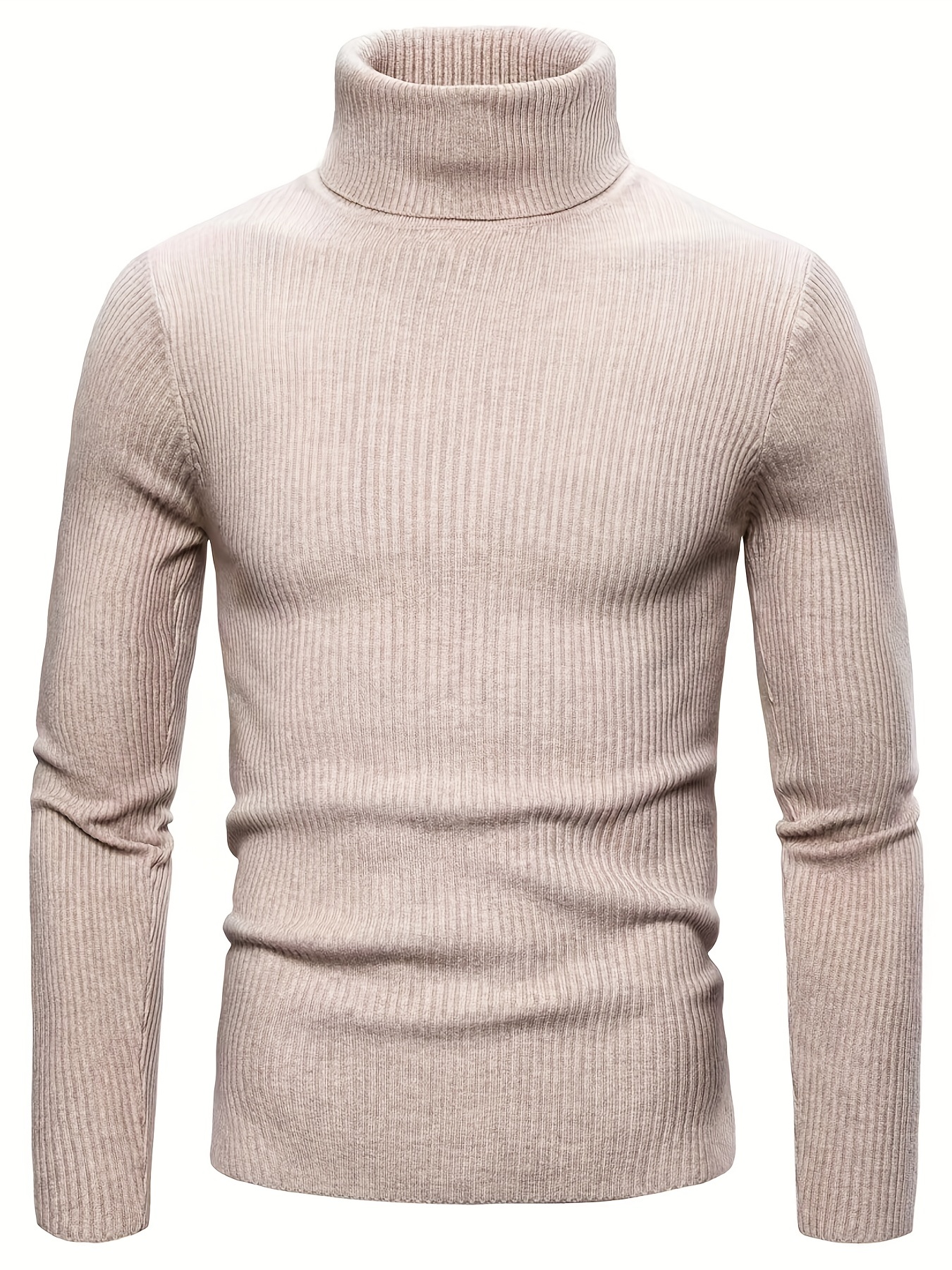 turtle neck knitted slim fit sweater mens casual warm solid high stretch pullover sweater for fall winter details 10