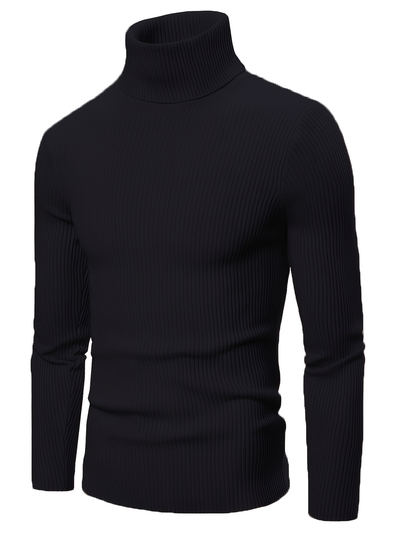 turtle neck knitted slim fit sweater mens casual warm solid high stretch pullover sweater for fall winter details 23