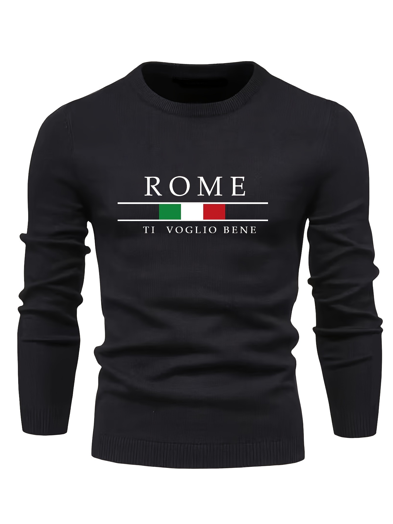 rome print mens casual stretch long sleeve knitted round neck sweater spring fall pullover top details 23